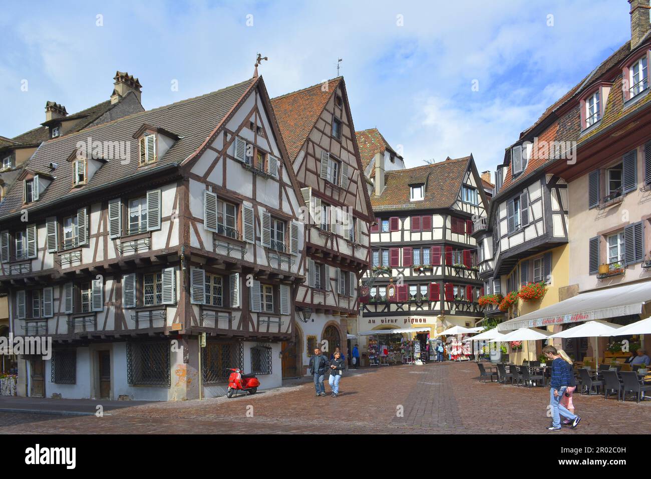 Frankreich, Elsass, Colmar, Stadtzentrum, Altstadt, Fachwerkhäuser Stockfoto