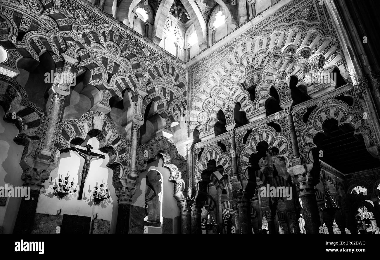 Die Moschee-Kathedrale von Córdoba ist das bedeutendste Monument, das sich in der ganzen westlichen Moslemischen Welt und eines der schönsten Gebäude in Stockfoto