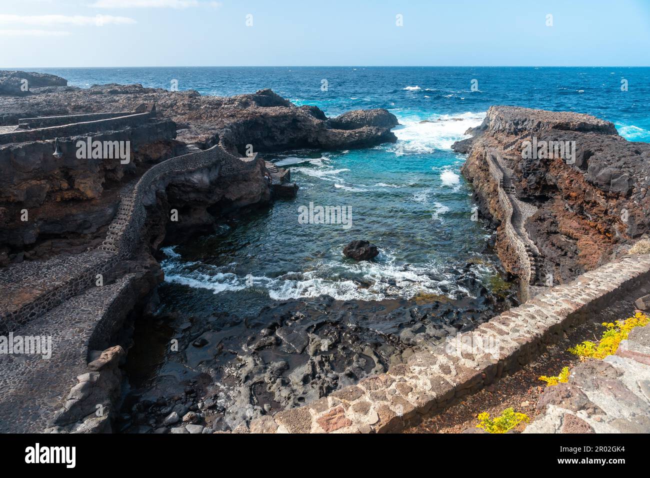 Blick auf Charco Manso von oben auf der Insel El Hierro. Kanarische Inseln Stockfoto