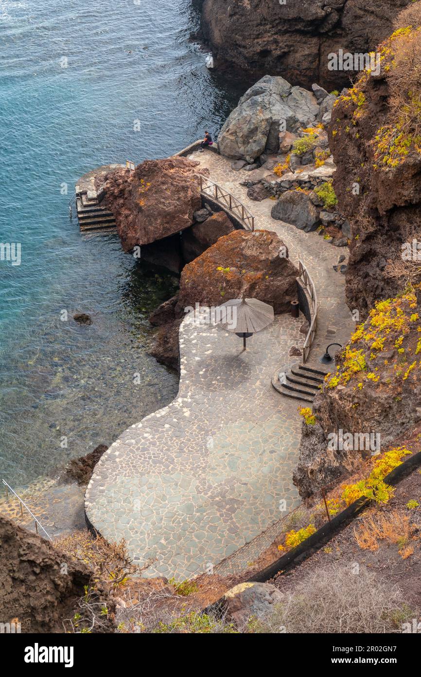 Erholungsgebiet der Stadt Tamaduste an der Küste der Insel El Hierro auf den Kanarischen Inseln, Spanien Stockfoto