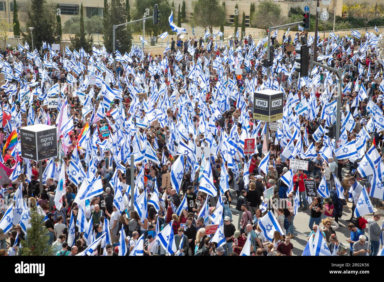 Istael, Demonstration gegen die israelische Regierung, Protest gegen die Justizreform, Jerusalem Stockfoto