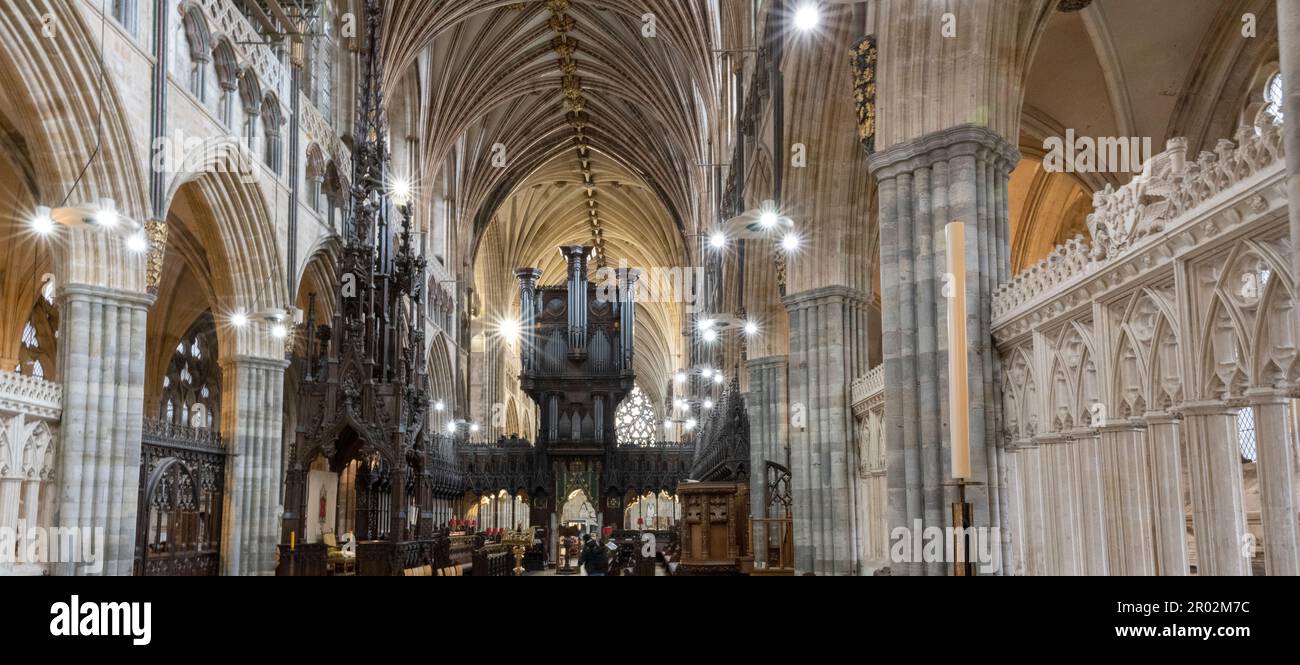 Exeter Cathedral - Cathedral Church of Saint Peter - Exeter, Devon, England, Großbritannien Stockfoto