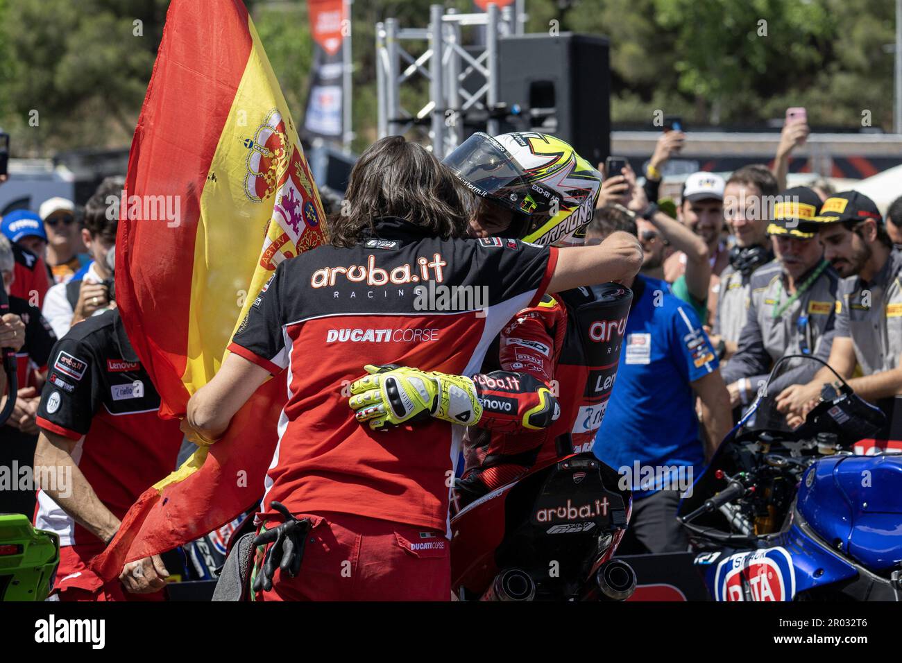 Barcellona, Spanien. 06. Mai 2023. Circuit de Barcelona-Catalunya, Barcellona, Spanien, 06. Mai 2023, Nr. 1 Alvaro Bautista ESP Ducati Panigale V4R ARUBA.IT Racing -Ducati während der Prosecco DOC Catalunya Round FIM Superbike World Championship 2023 - Race1 - World Superbike - SBK Credit: Live Media Publishing Group/Alamy Live News Stockfoto