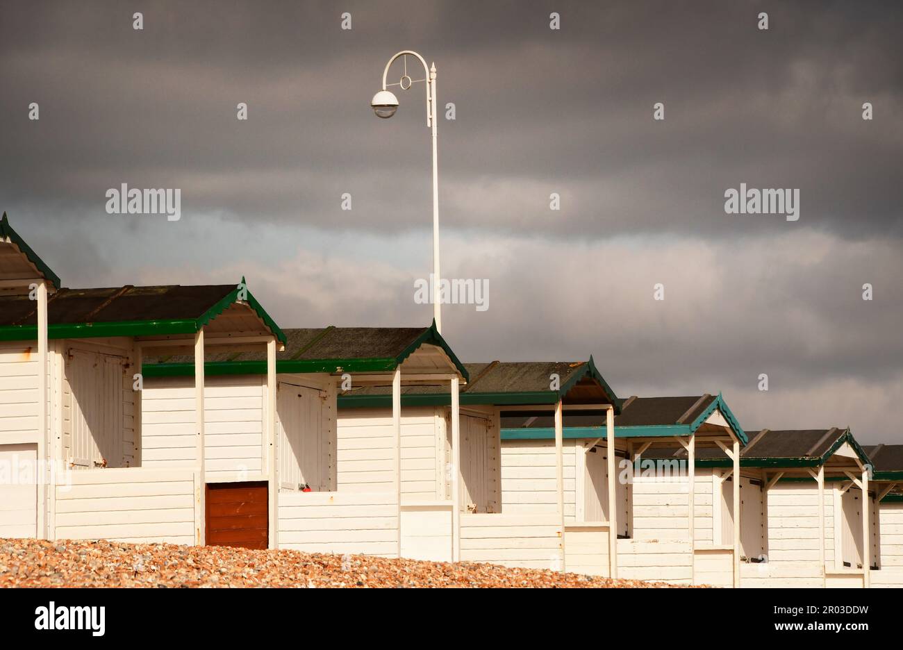Strandhütten in Hastings, Sussex, England Stockfoto