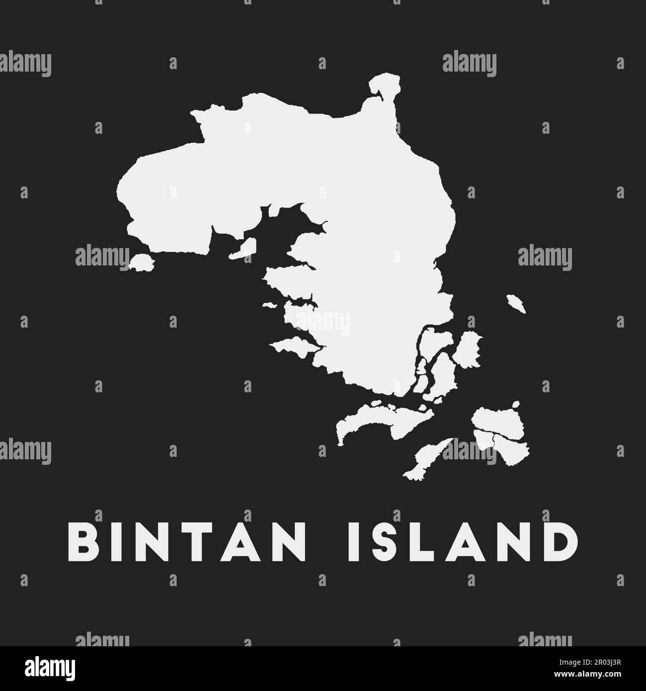 Symbol für Bintan Island. Karte auf dunklem Hintergrund. Stilvolle Karte der Insel Bintan mit Namen. Vektordarstellung. Stock Vektor