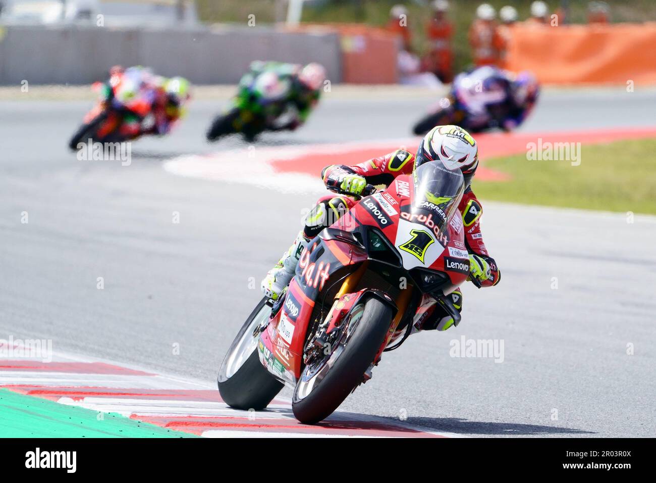 6. Mai 2023: Circuit de Barcelona, Catalunya, Barcelona, Spanien: FIM Superbike-Weltmeisterschaft Barcelona 2023: Rennen 1, Alvaro Bautista, Aruba.it Racing Ducati Ridding Ducati Panigale V4R Stockfoto