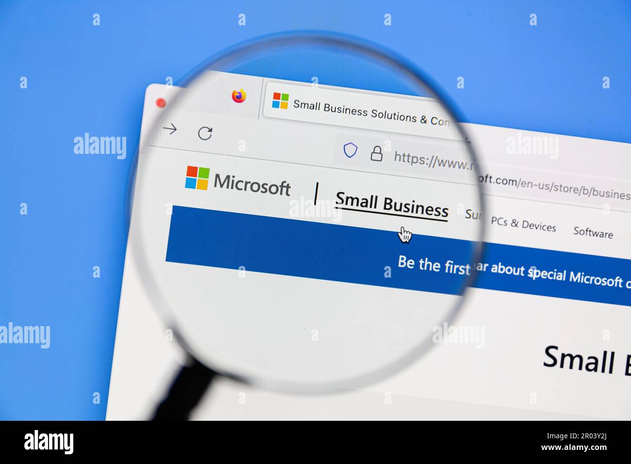 Ostersund, Schweden - 27. Januar 2023: Microsoft Small Business. Website. Microsoft Small Business Financials ist ein Softwarepaket für Unternehmensbuchhaltung Stockfoto