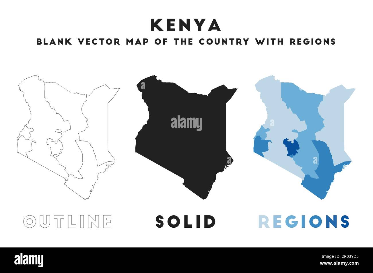 Kenianische Karte. Borders of Kenia für Ihre Infografik. Vektorform. Vektordarstellung. Stock Vektor