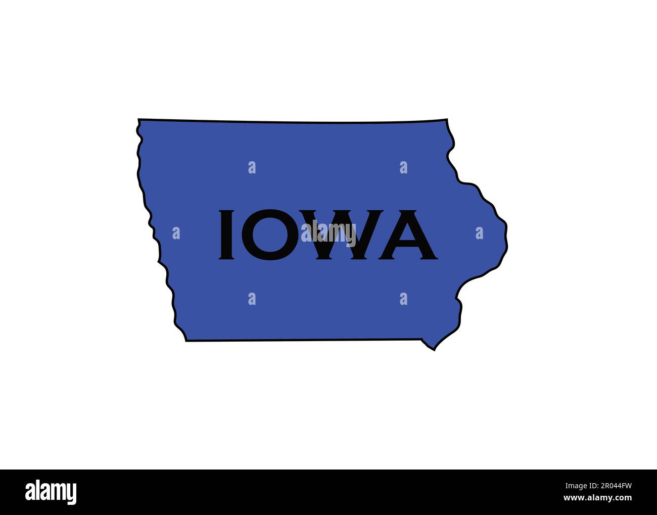 Politisch liberaler blauer Staat Iowa mit einer Landkarte. Stockfoto