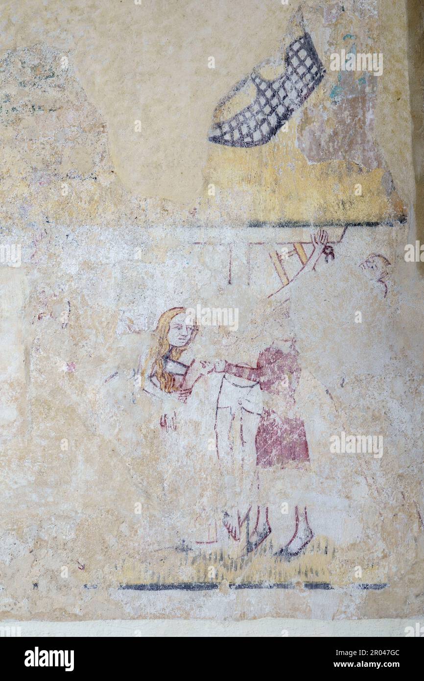 St. Peter und St. Paul Kirche Wandgemälde aus dem 15. Jahrhundert, Bardwell, Suffolk Stockfoto