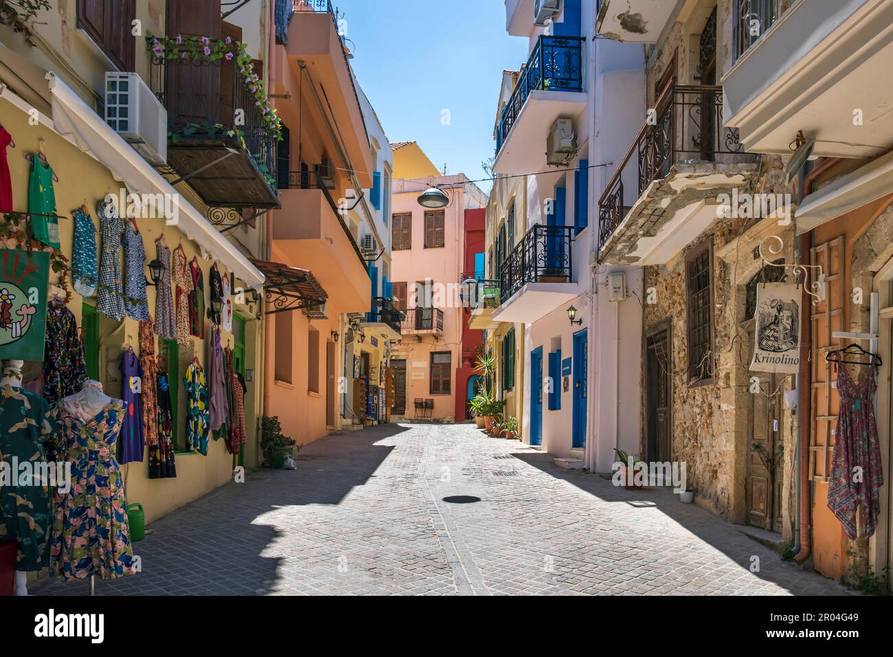 Straße in der Altstadt von Chania, Kreta, Griechenland Stockfoto