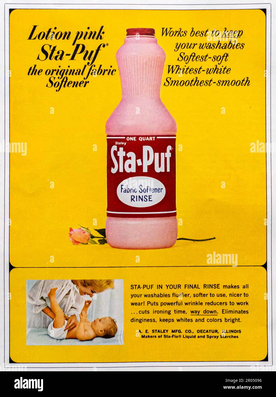 Sta-PUF Weichspüler |Werbespot in einer Zeitschrift, 1965 Stockfoto