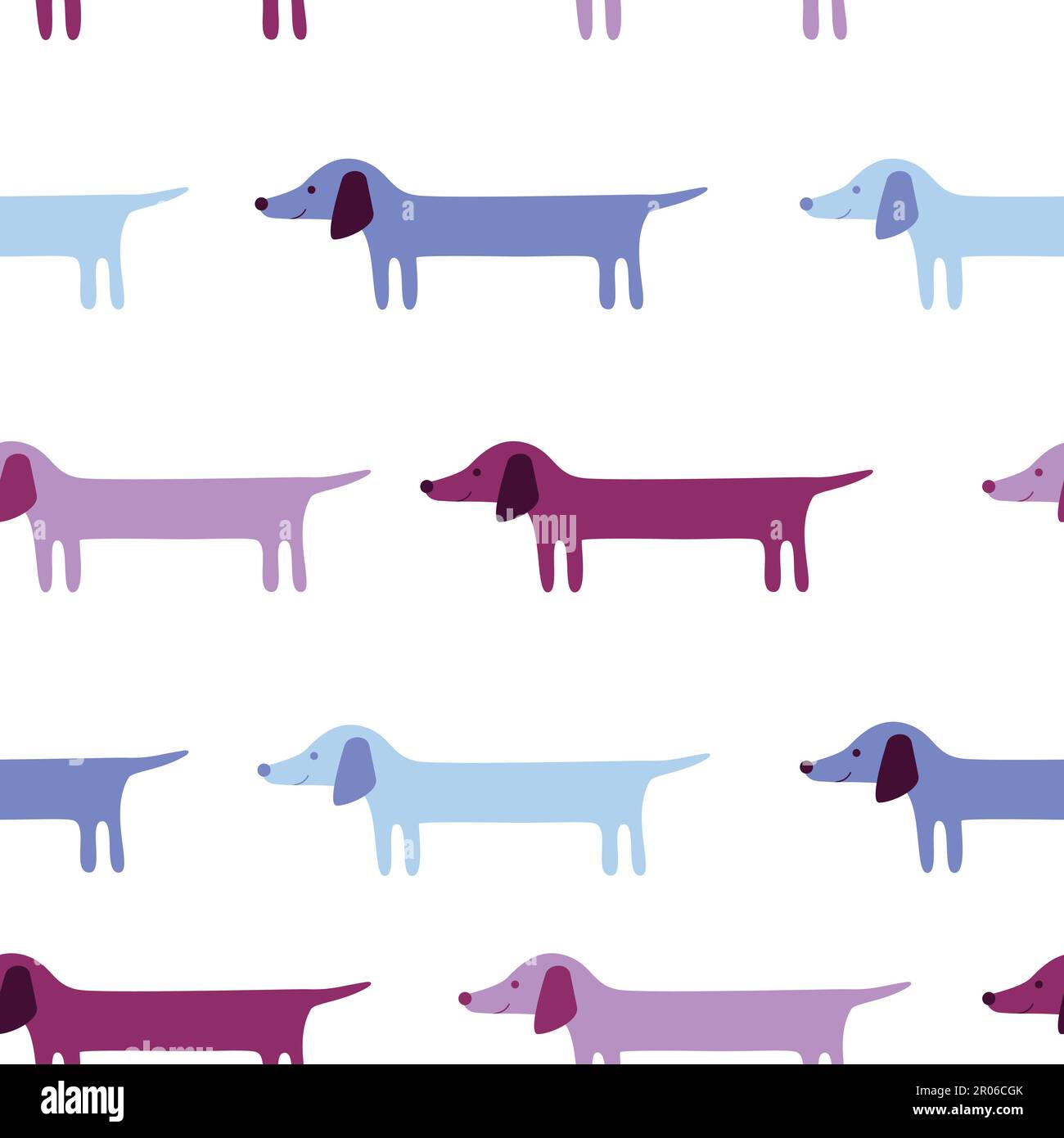 Vektorhintergrund mit süßen Dackelhunden in blauen Farben. Stock Vektor