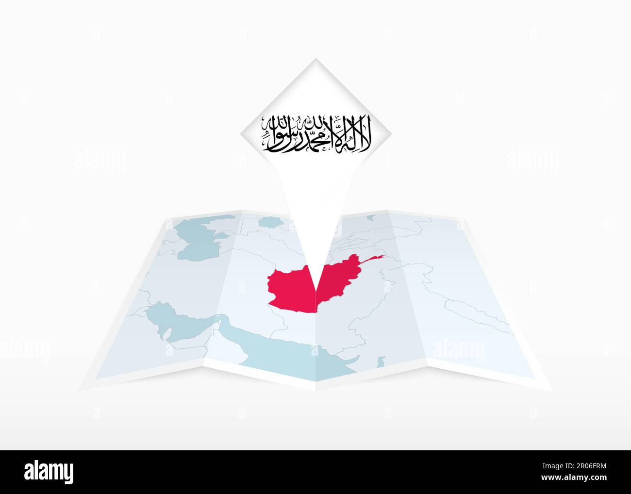 Afghanistan ist auf einer gefalteten Karte in Papierform abgebildet und ...