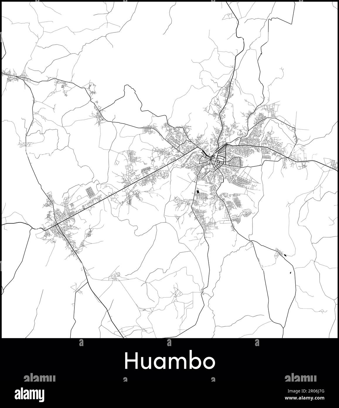 Minimaler Stadtplan von Huambo (Angola, Afrika) Stock Vektor