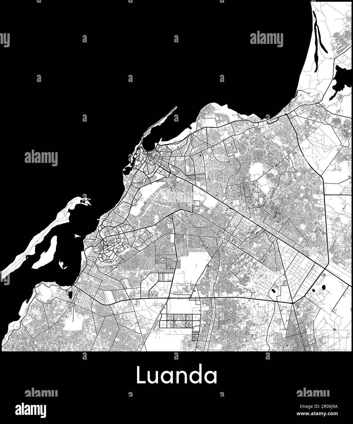 Minimaler Stadtplan von Luanda (Angola, Afrika) Stock Vektor