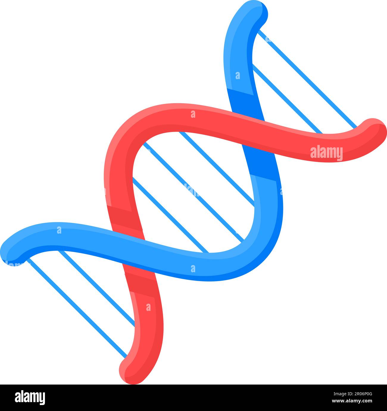 Spiral-DNA-Molekül-verbundene chemische Bindung. Untersuchungen über Struktur und Zusammensetzung von Zellen und Proteinen im biologischen Laboratorium. Einfache, flache Cartoon-Figur Stock Vektor