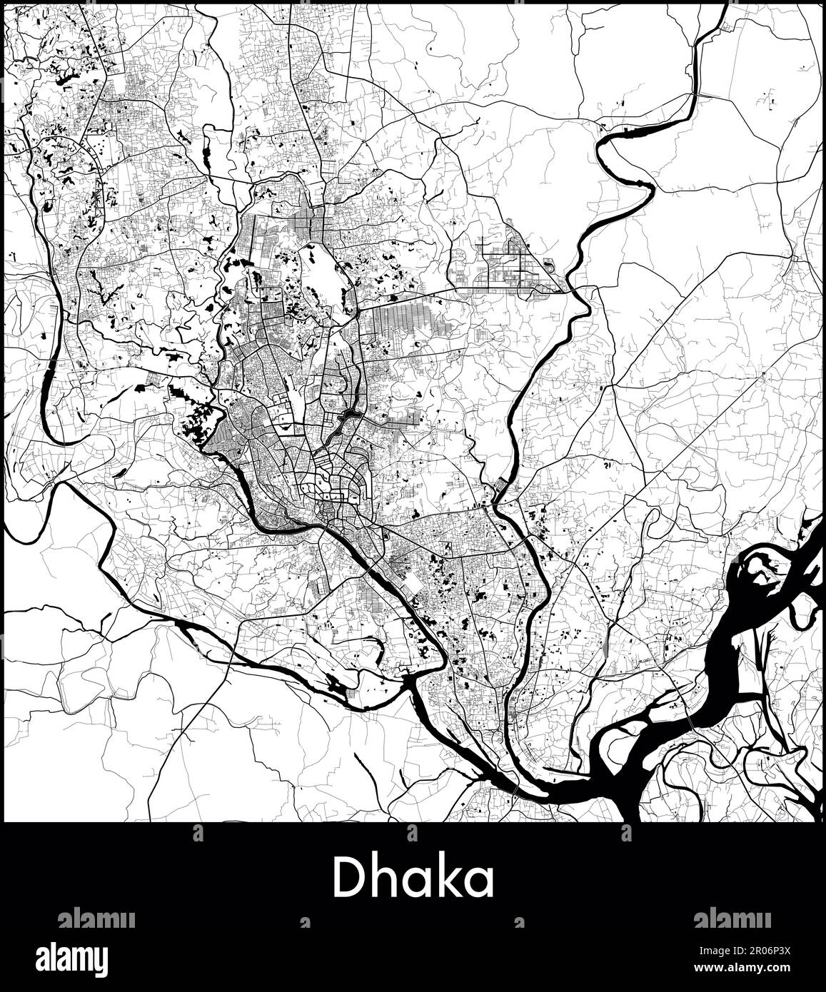 Stadtplan Asien Bangladesch Dhaka Vektordarstellung Stock Vektor