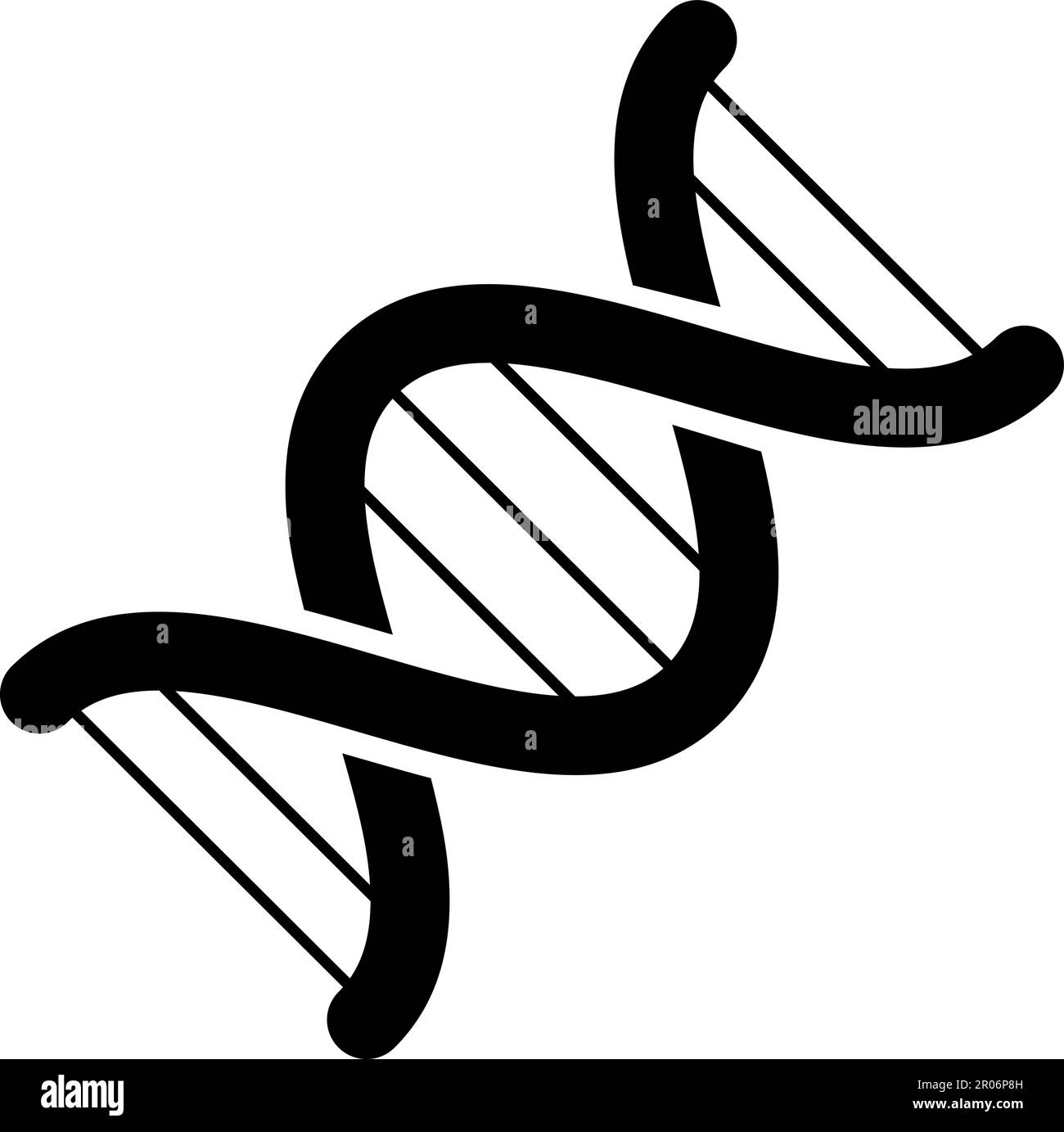 DNA-Molekül-verbundene chemische Bindung. Strukturuntersuchungen an Zellen und Proteinen im biologischen Labor. Einfaches schwarz-weißes Silhouettenvektorsymbol Stock Vektor