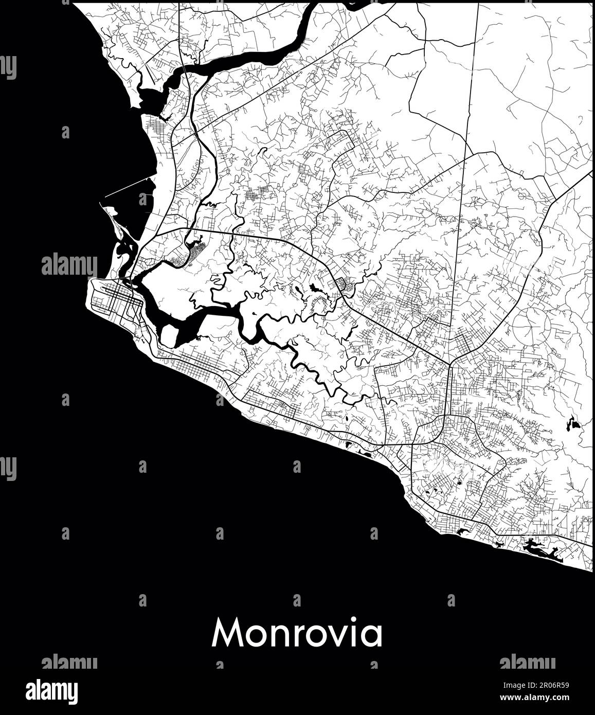Vektordarstellung des Stadtplans Afrika Liberia Monrovia Stock Vektor