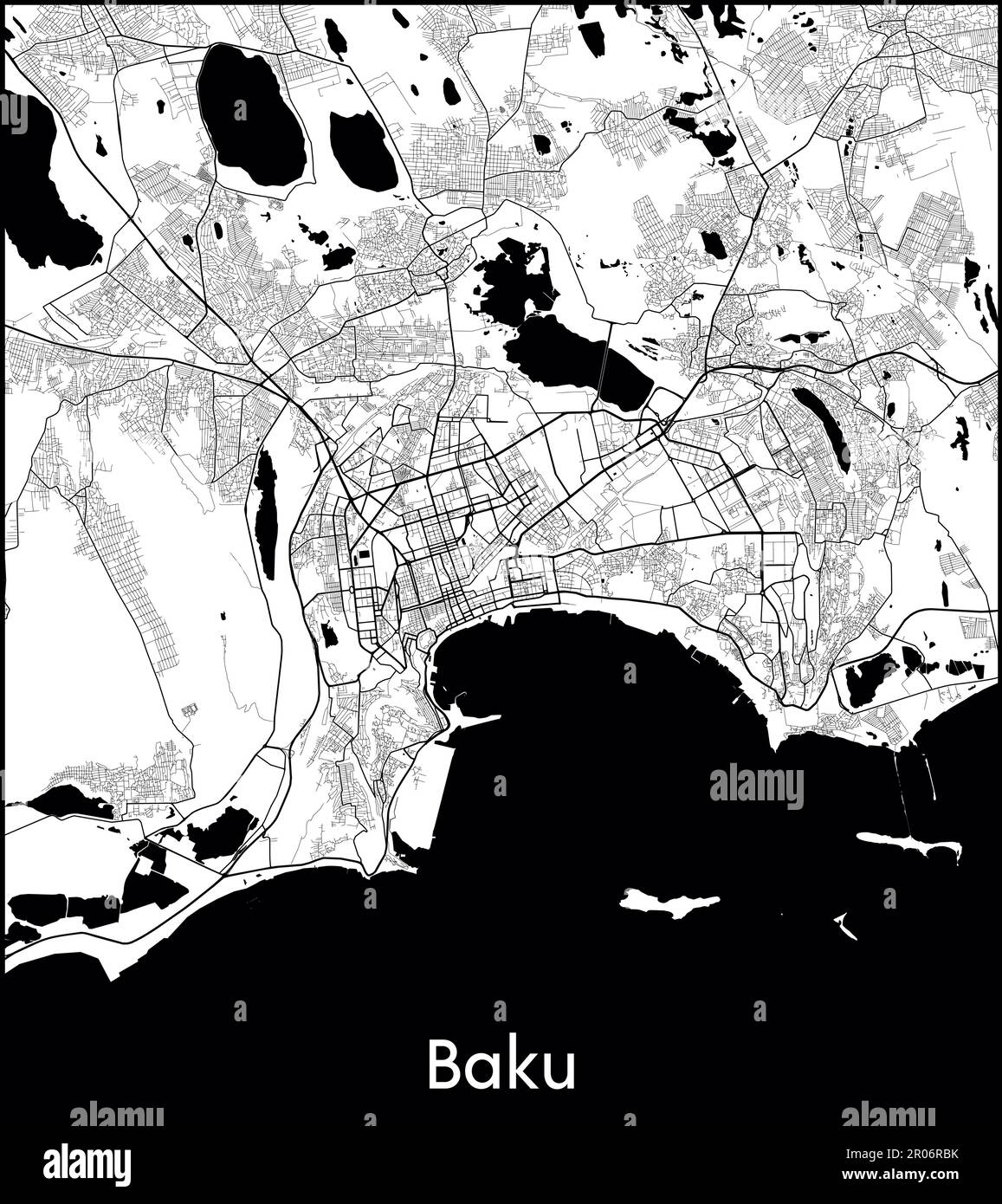 Stadtplan Asien Aserbaidschan Baku Vektordarstellung Stock Vektor