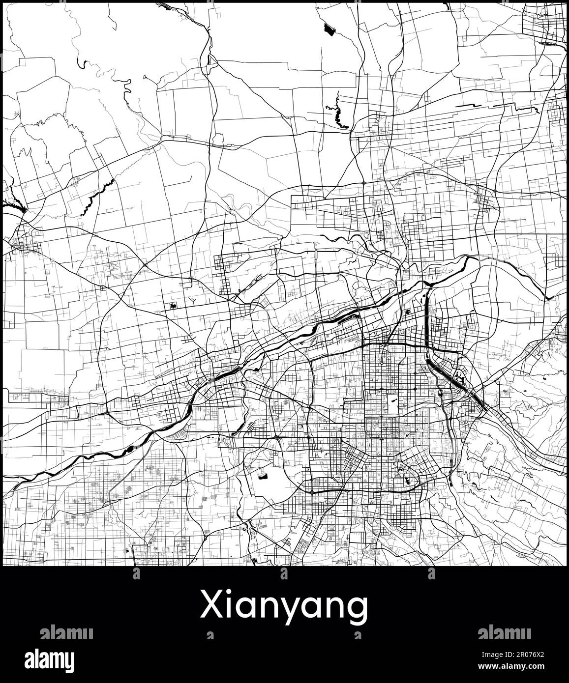 Stadtplan Asien China Xianyang Vektordarstellung Stock Vektor