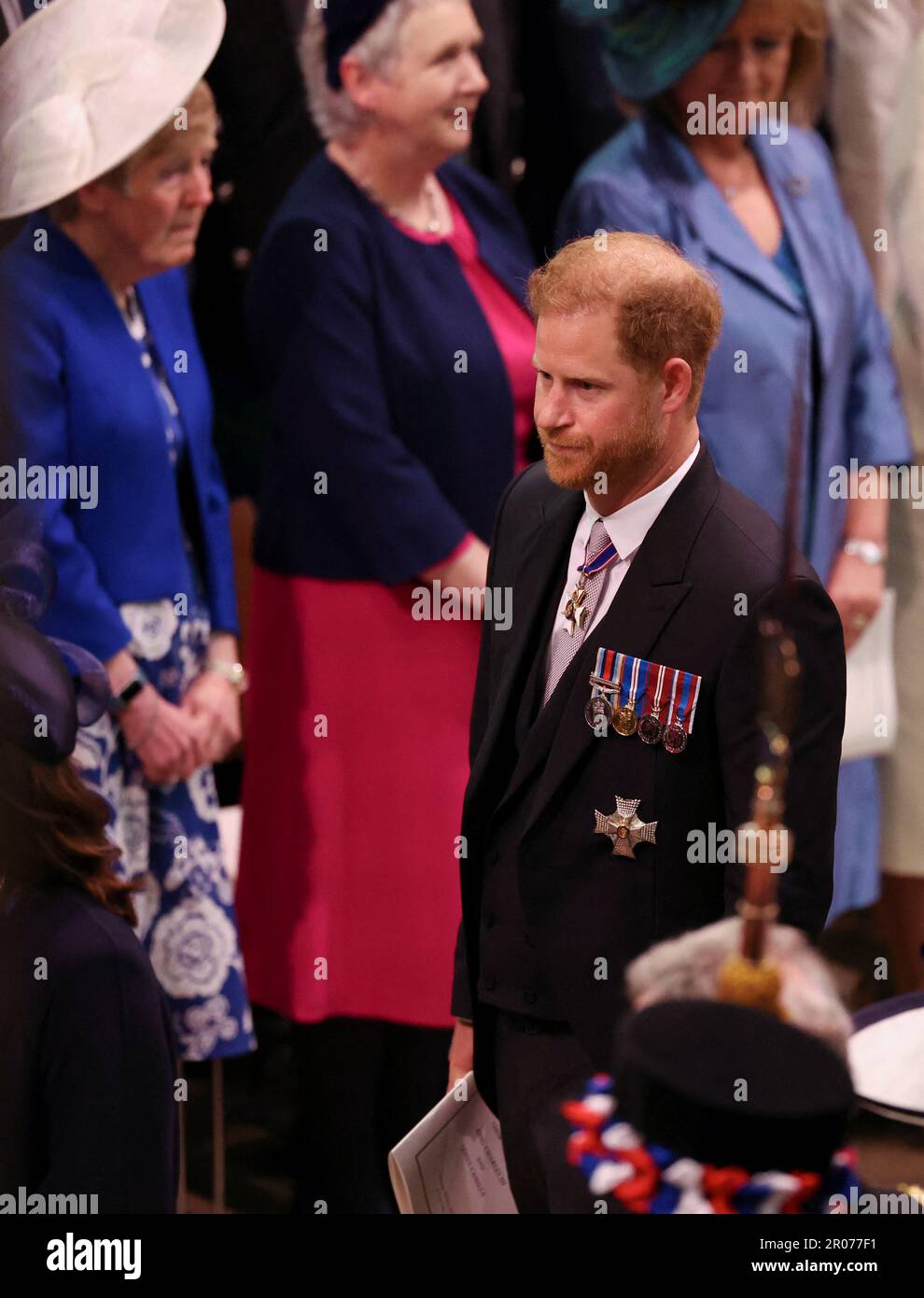 Der Herzog von Sussex nach der Krönung von König Karl III. Und Königin Camilla in Westminster Abbey, London. Foto: Samstag, 6. Mai 2023. Stockfoto