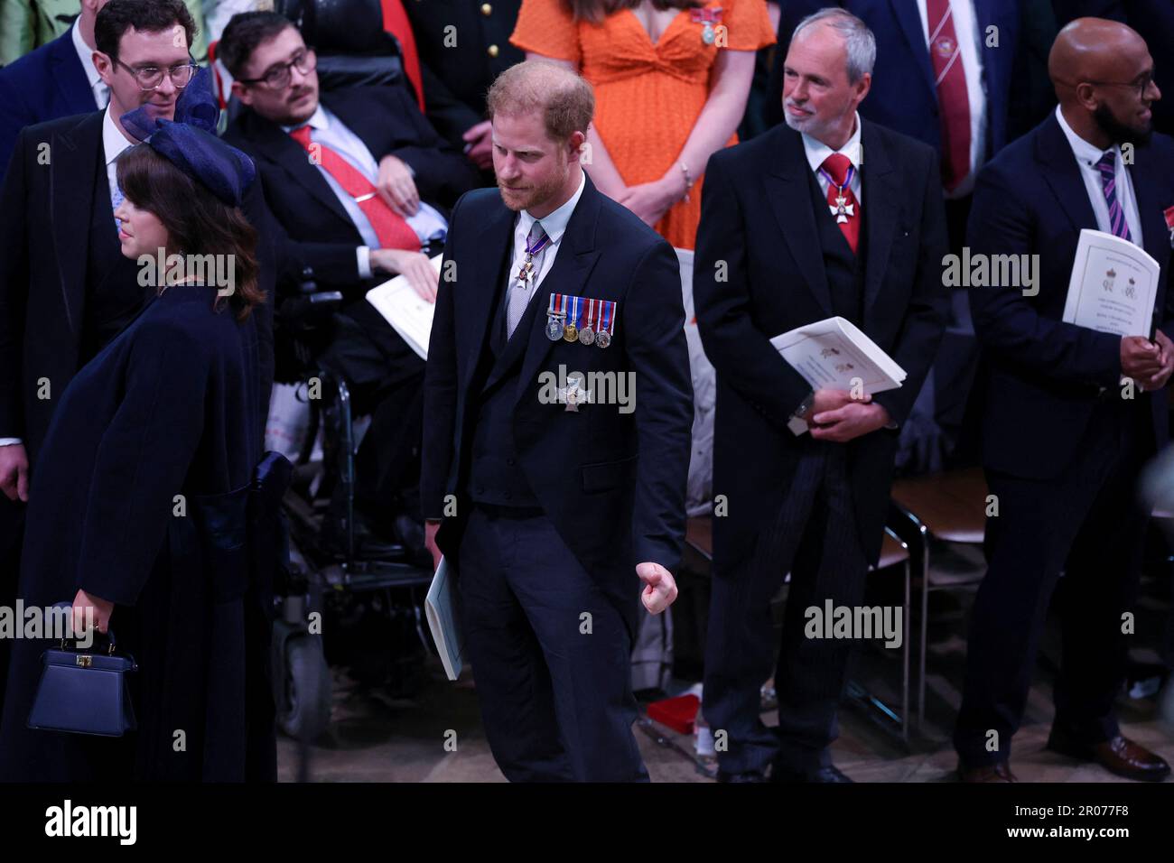 Der Herzog von Sussex nach der Krönung von König Karl III. Und Königin Camilla in Westminster Abbey, London. Foto: Samstag, 6. Mai 2023. Stockfoto