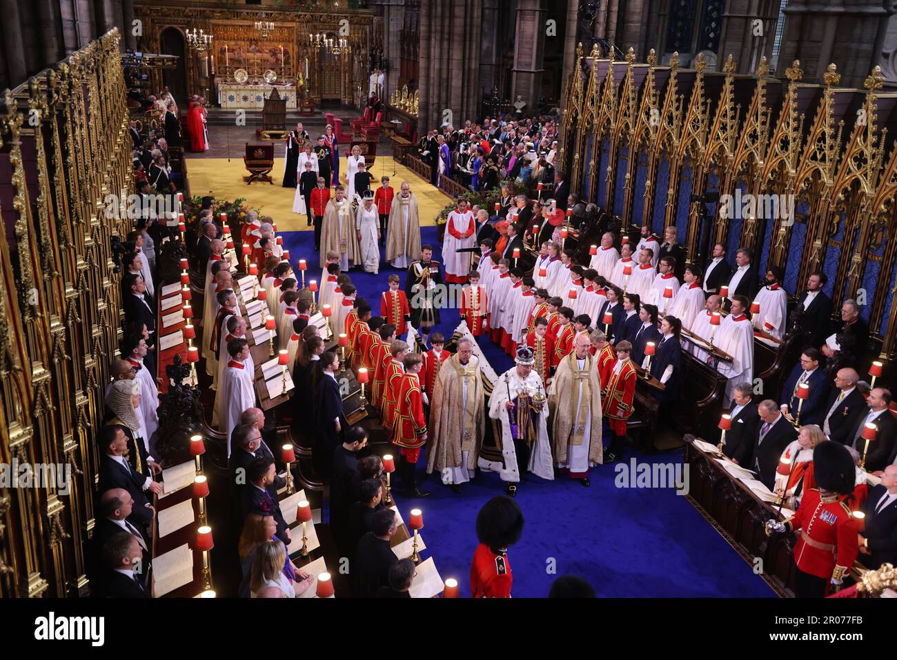 König Karl III. Während seiner Krönung in Westminster Abbey, London. Foto: Samstag, 6. Mai 2023. Stockfoto