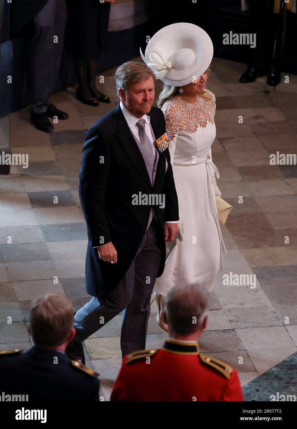 König Willem-Alexander der Niederlande und Königin Maxima, Ankunft in Westminster Abbey, London. Foto: Samstag, 6. Mai 2023. Stockfoto