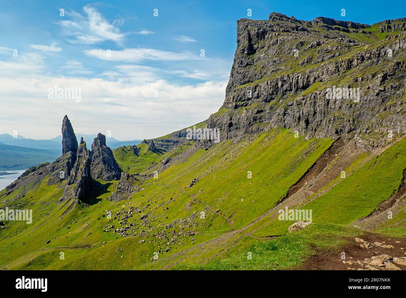 Panorama des Old man of Storr, Isle of Skye, Schottland, Großbritannien Stockfoto