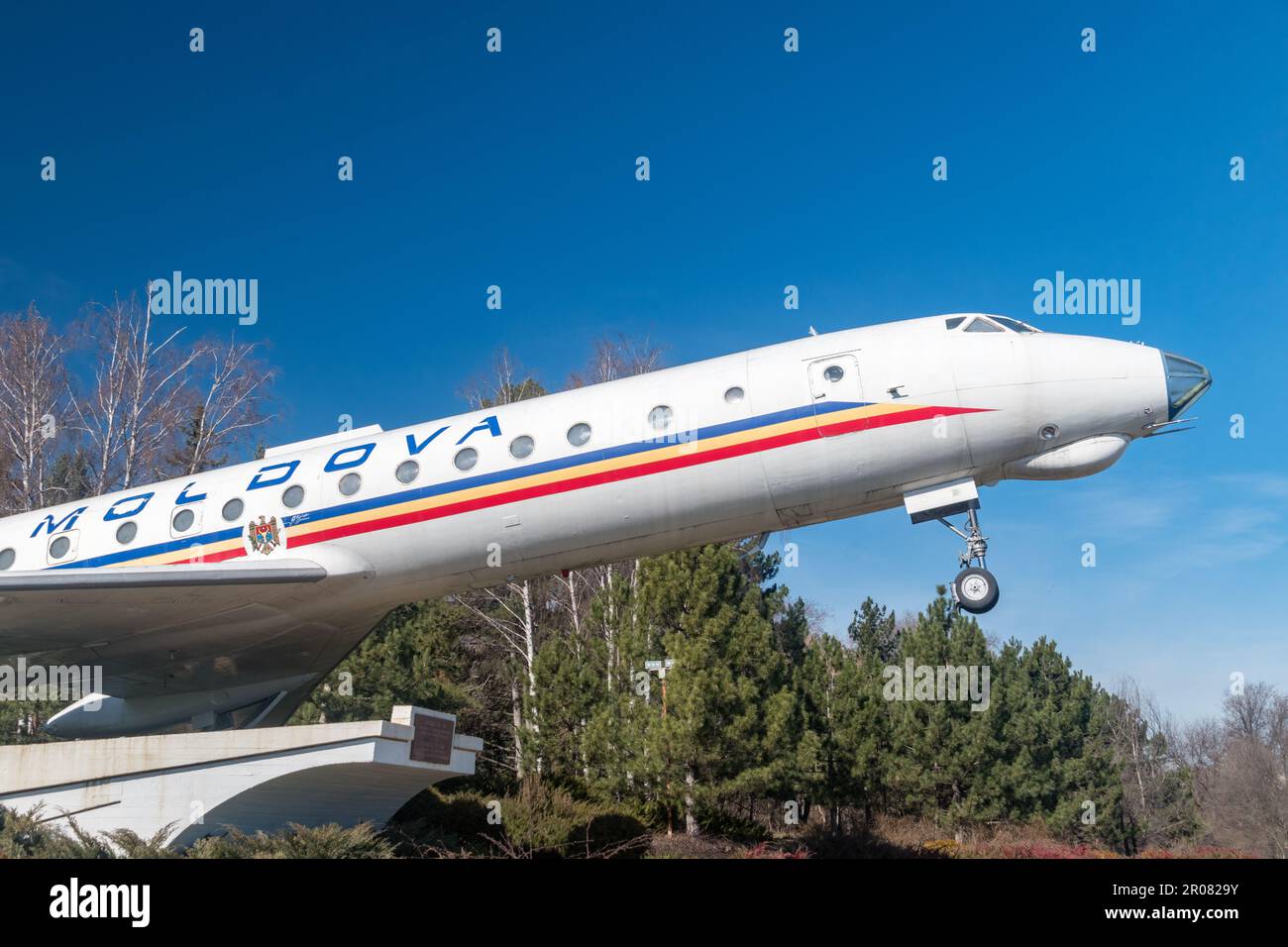 Chisinau, Moldau - 10. März 2023: Tupolev TU-134 am internationalen Flughafen Chisinau. Stockfoto