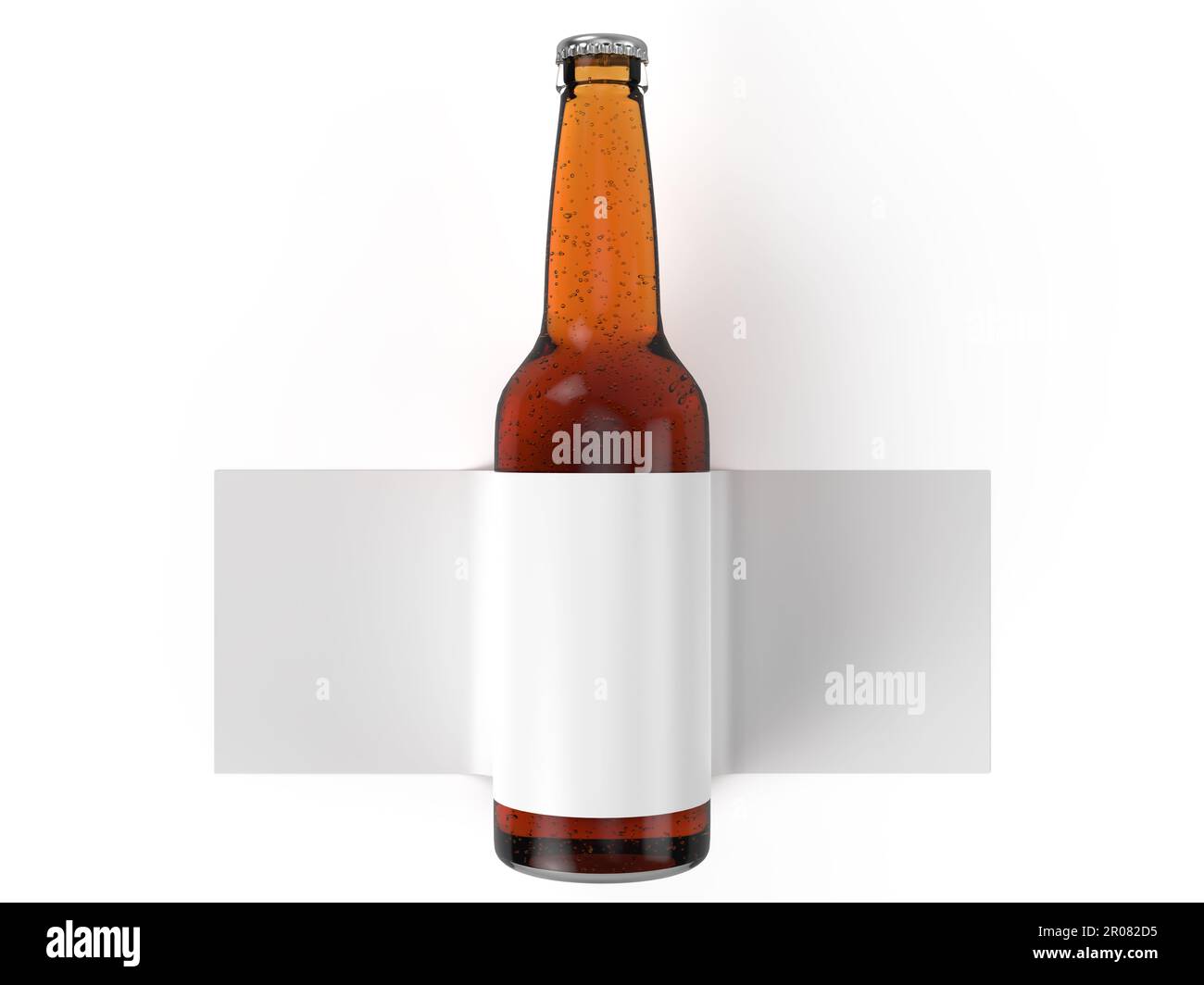 Modell mit transparenter Bierflasche aus Glas, das Ihrem Design einen realistischen und authentischen Look verleiht – isoliert auf weißem Hintergrund – 3D-Rendering Stockfoto