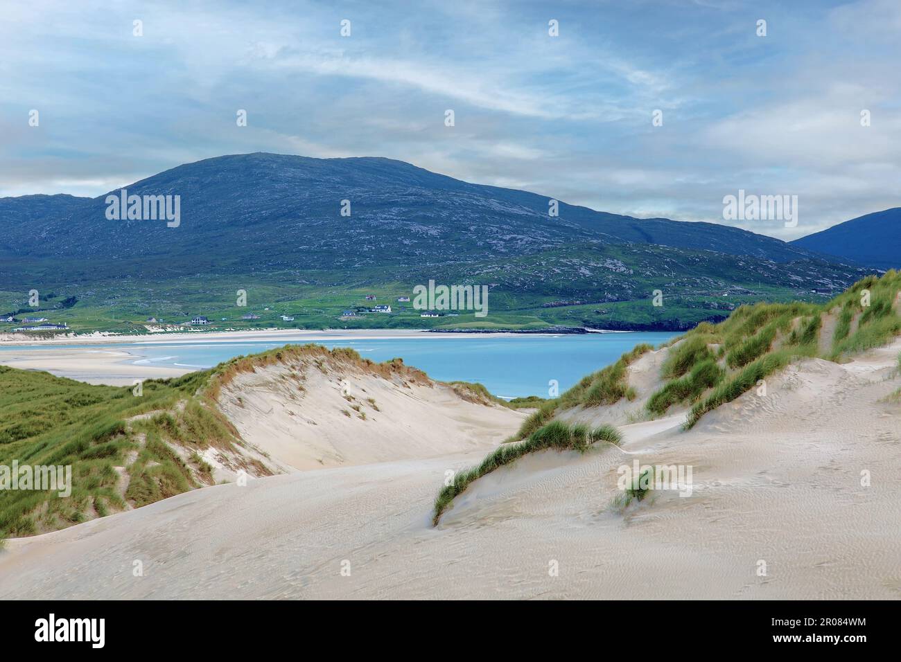 Sanddünen und Marram Grass, Luskentyre Beach, Harris, Isle of Harris, Hebriden, Outer Hebrides, Western Isles, Schottland, Großbritannien Stockfoto