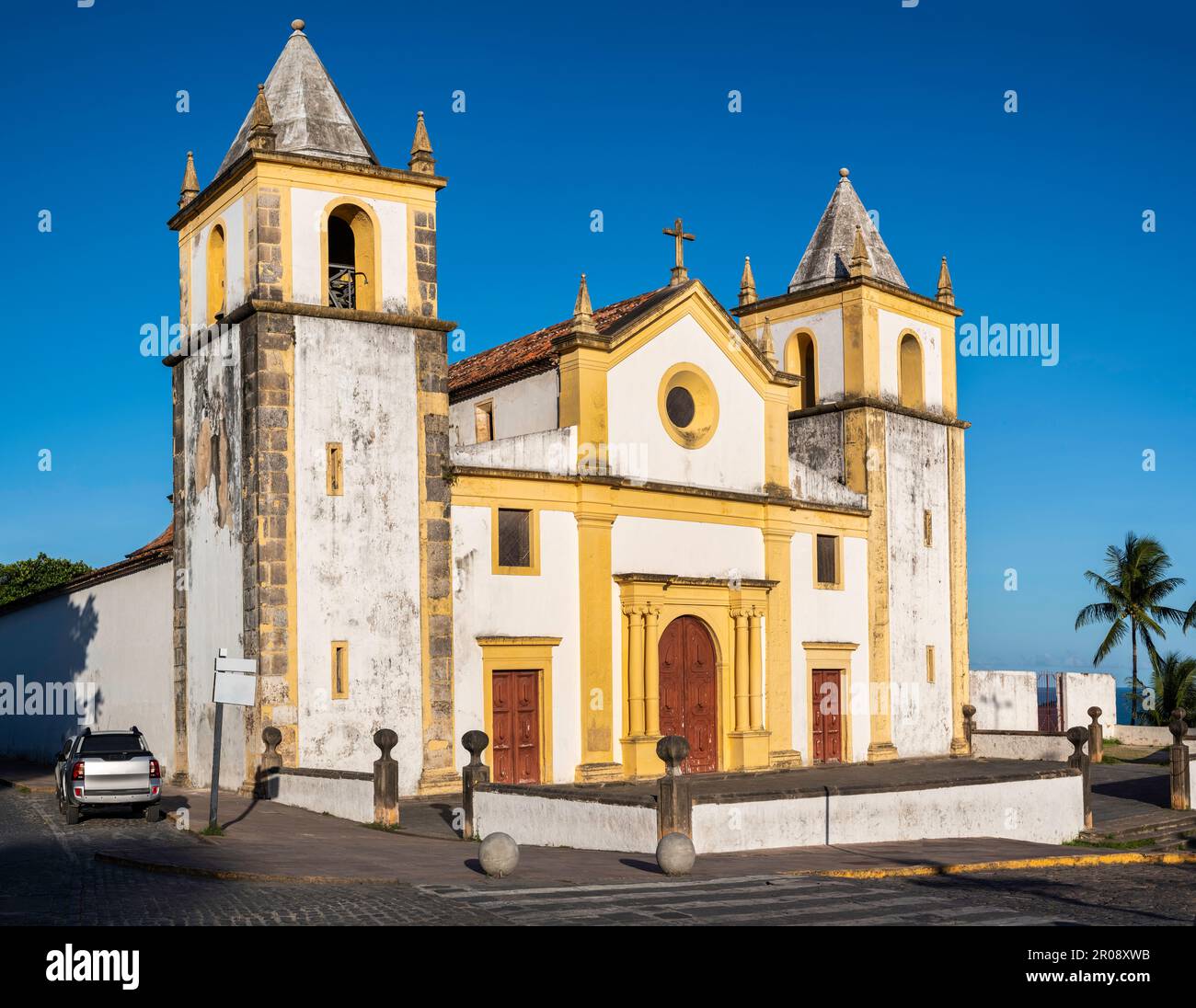 Die brasilianische Kathedrale Sao Salvador do Mundo auf dem Alto da SE-Hügel in Olinda, PE, Brasilien, auch bekannt als Igreja da SE-Kirche. Stockfoto