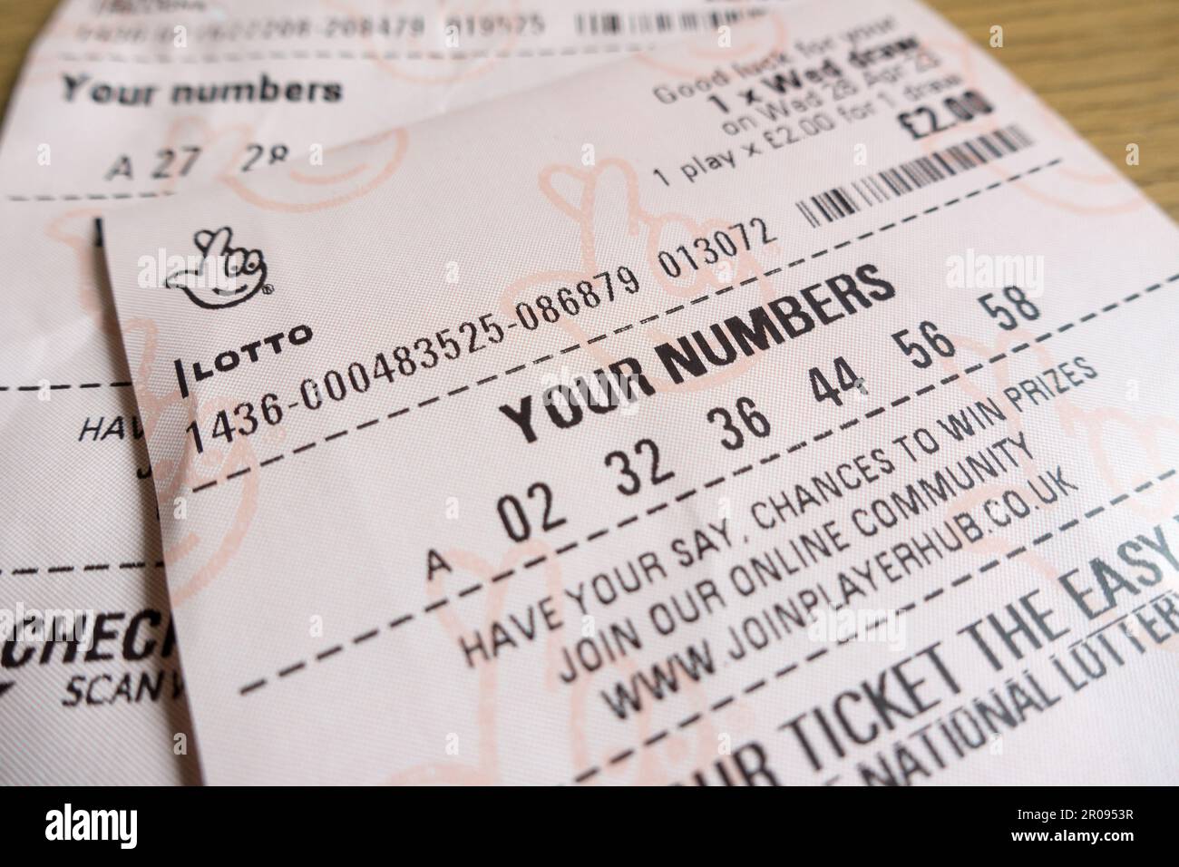 UK Lotto-ticket Stockfoto