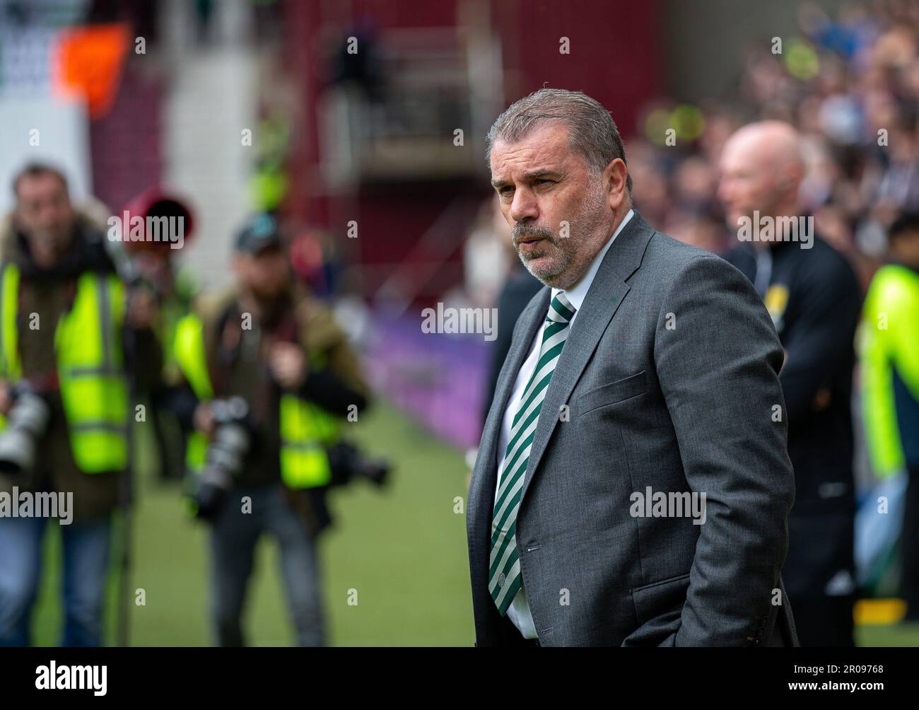 Edinburgh, Großbritannien. 07. Mai 2023. 7. Mai 2023; Tynecastle Park, Edinburgh, Schottland: Scottish Premiership Football, Hearts versus Celtic; Celtic Manager Angelos Postecoglou Credit: Action Plus Sports Images/Alamy Live News Stockfoto