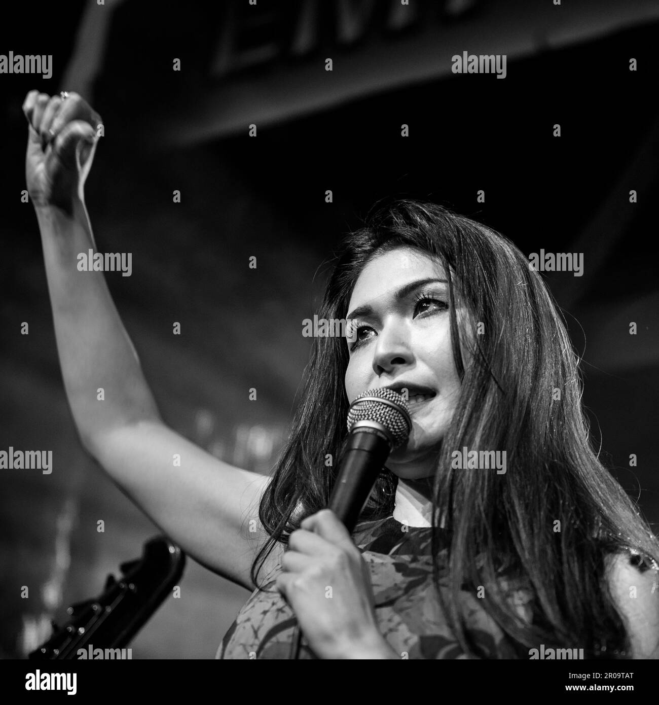 Belfast, Großbritannien. Mai 2023. Die japanische Band Otoboke Beaver spielte die Empire Music Hall im Rahmen des Cathedral Quarter Arts Festivals in Belfast. Die Band besteht aus Accorinrin – Gesang, gelegentliche Rhythmusgitarre (2009–heute), Yoyoshie – Gitarre, Background Vocals (2009–heute), Hiro-chan – Bass, Background Vocals (2013–heute), Kahokiss – Schlagzeug, Background Vocals (2018–heute) Credit: Bonzo/Alamy Live News Stockfoto