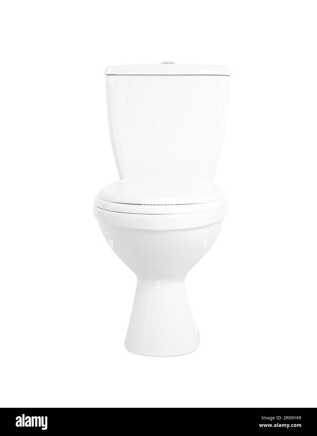 Saubere, auf weiß isolierte Keramik-Toilettenschüssel Stockfoto