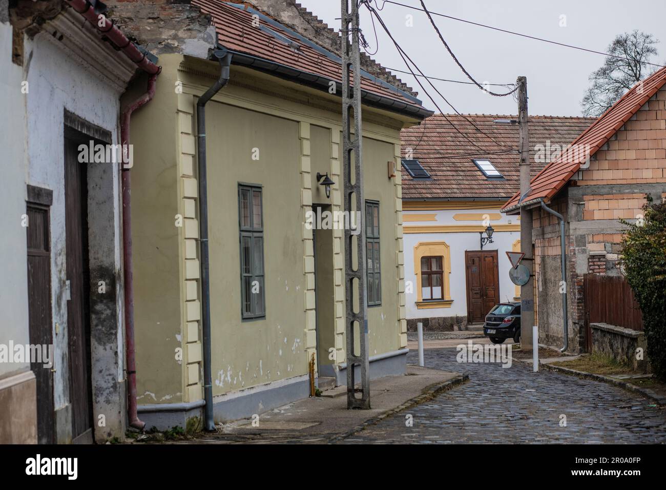 Visegrad leere Straßen. Ungarn Stockfoto