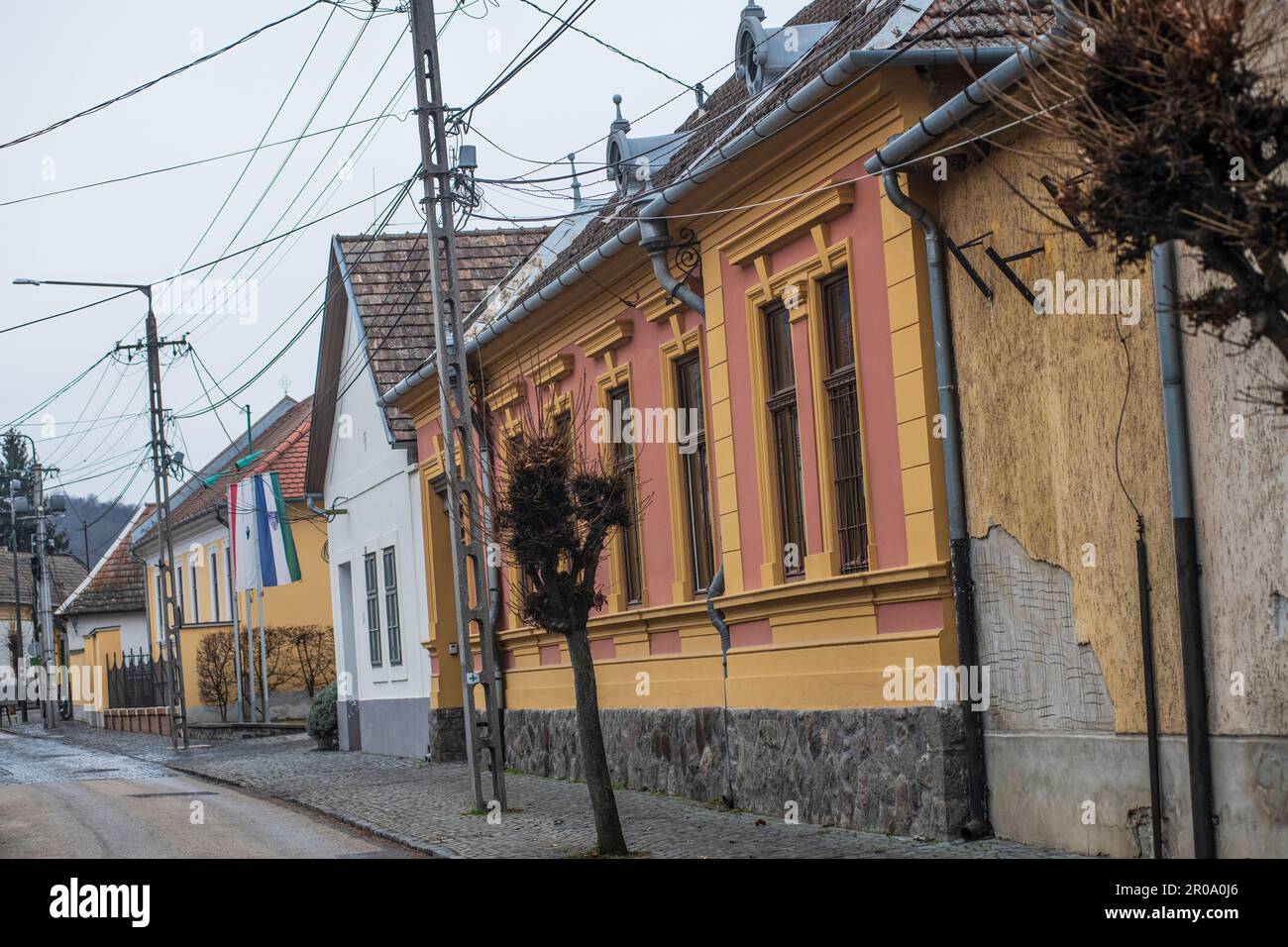 Visegrad leere Straßen. Ungarn Stockfoto