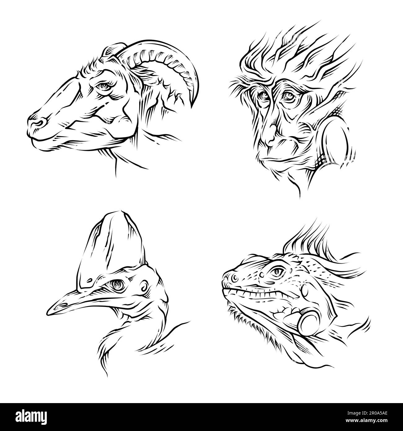 Strichgrafik mit Tiermotiv Stock Vektor