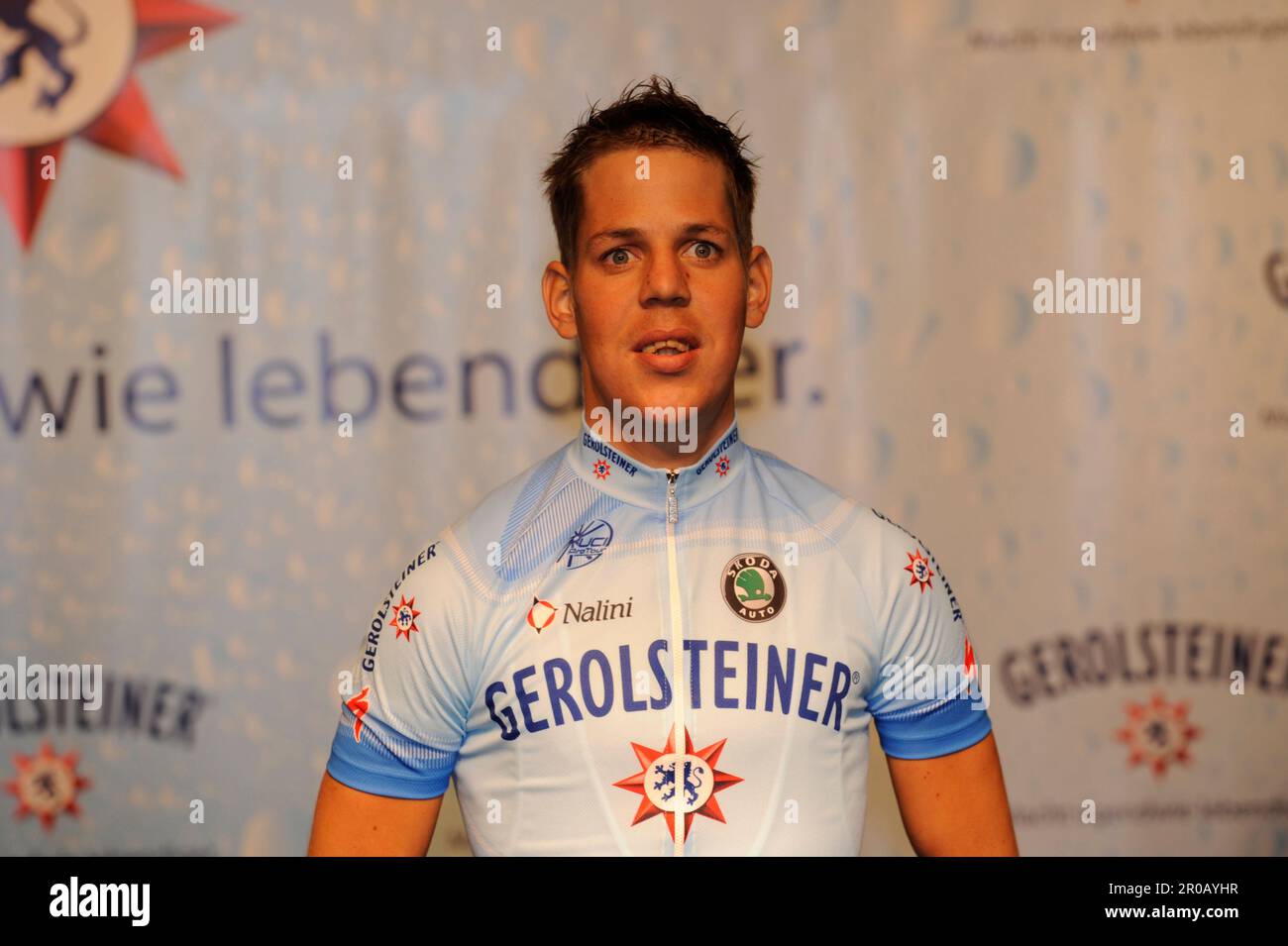 Bernhard Kohl, Porträt.Radsport, Teamvorstellung Team Gerolsteiner in Gerolstein am 15,1.2008. Stockfoto