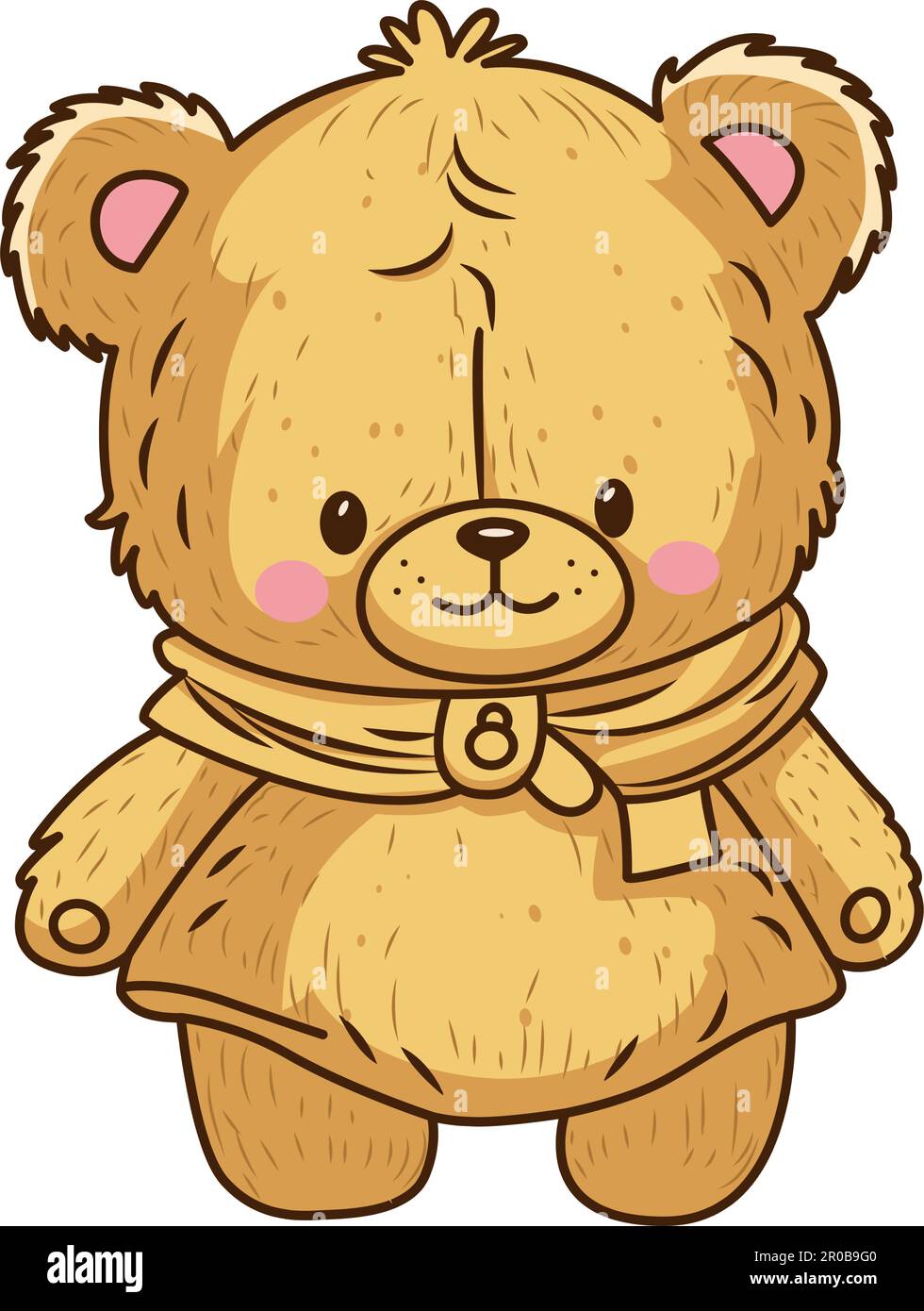 Vektorbraunes Bärenbaby mit braunem Schal-Symbol. Vektor-Teddybär-Symbol Stock Vektor