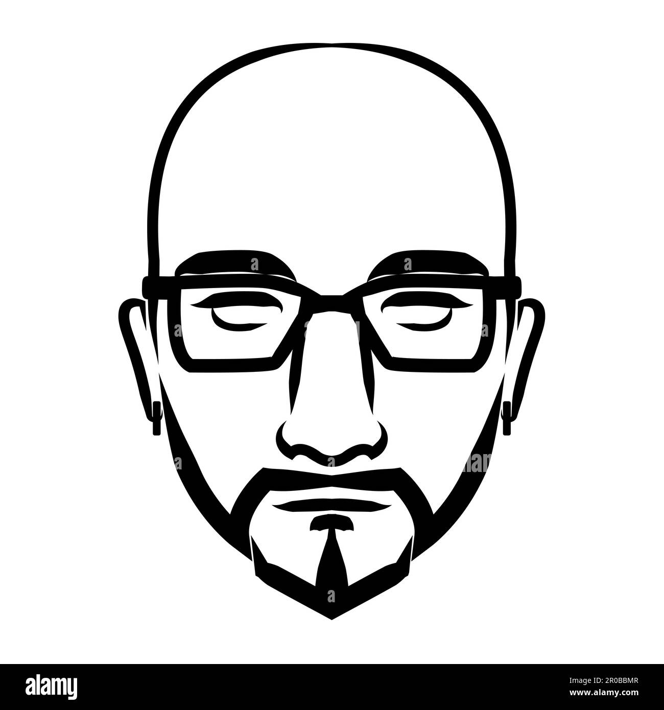 Linienzeichnung eines alten männlichen Gesichts. Gute Verwendung für Symbol, Icon, Avatar, Tattoo, T-Shirt-Design, Logo oder beliebiges Design Stock Vektor