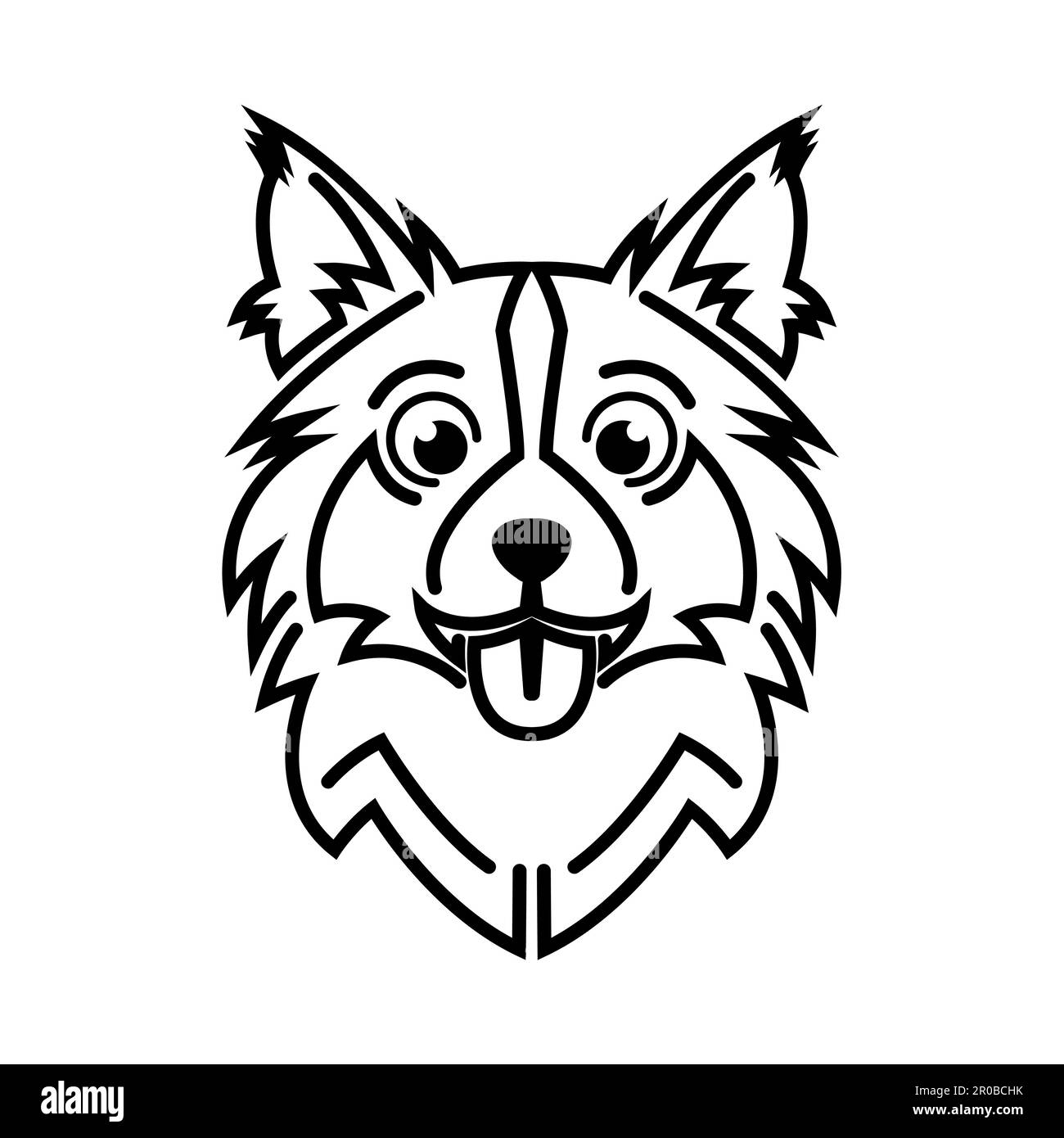 Schwarz-weiße Linienkunst des Hundekopfes. Gute Verwendung für Symbol, Maskottchen, Symbol, Avatar, Tattoo, T-Shirt-Design, Logo oder ein beliebiges Design Stock Vektor