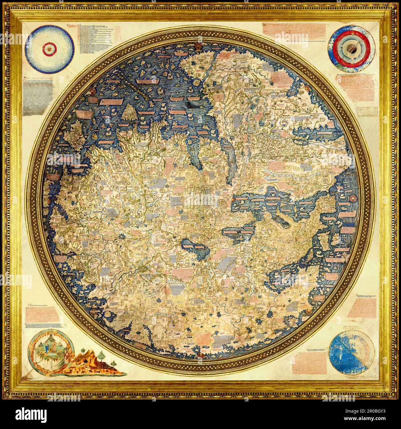 Die Fra Mauro Karte, ca. 1450 vom venezianischen Kartografen Fra Mauro Stockfoto