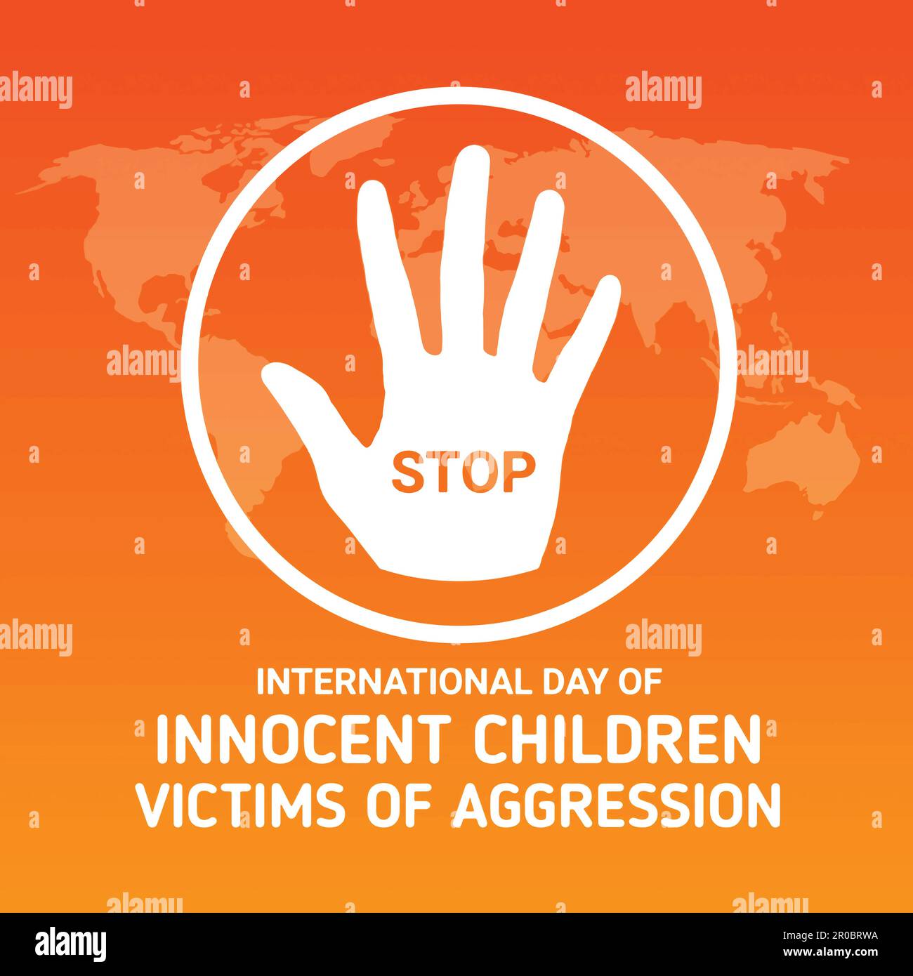 Internationaler Tag der unschuldigen Kinder Opfer von Aggression Illustration mit Kindern traurig nachdenklich und weinend. Geeignet für Grußkarten, Poster Stock Vektor