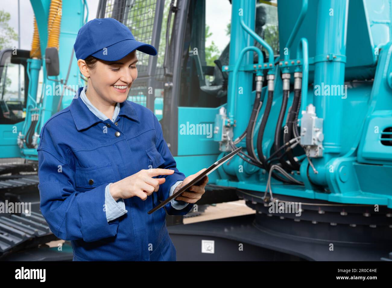Flotte gelber Baumaschinen. Hochwertiges Foto Stockfoto