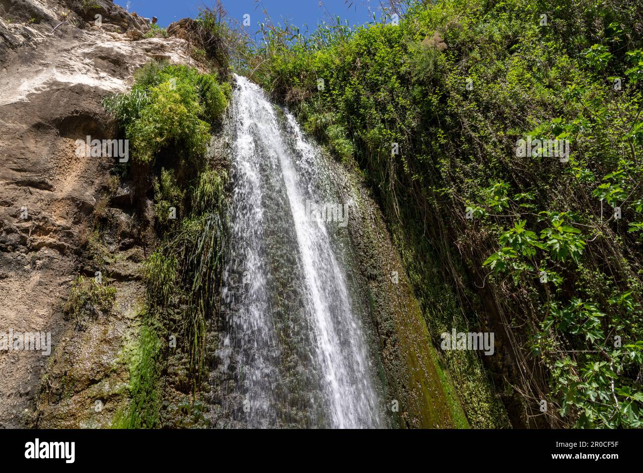 Meitzar Bach und Wasserfall, Naturschutzgebiet Golanhöhen, Israel Stockfoto